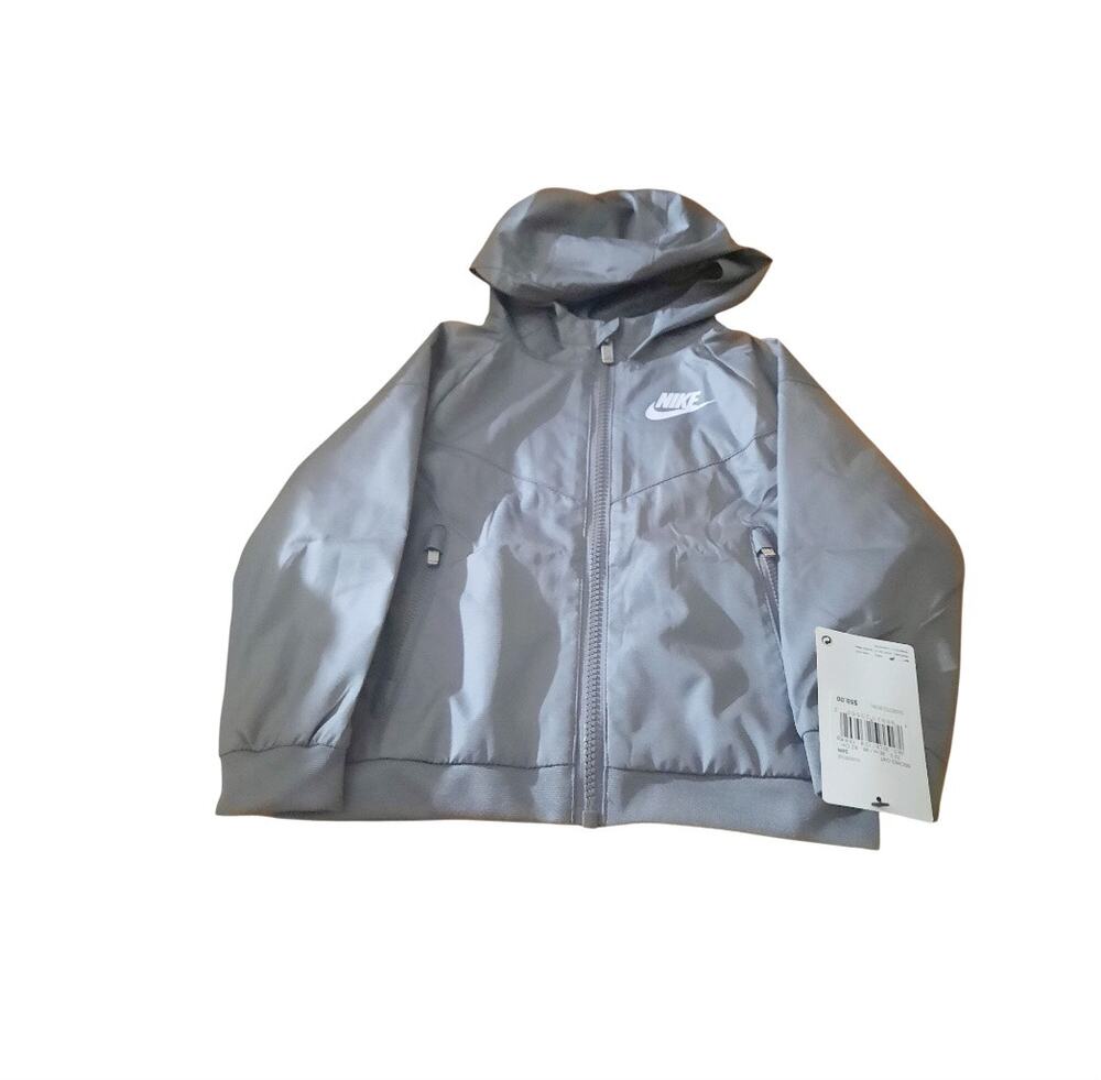 Nike Toddler Full Front Zip Gray Sportswear Windrunner Jacket Size 24 Month NWT